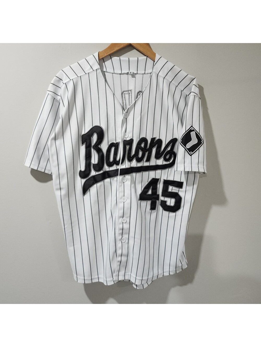 Vintage Birmingham Barons Michael Jordan Pinstripe Baseba Jersey #45 Mens Medium